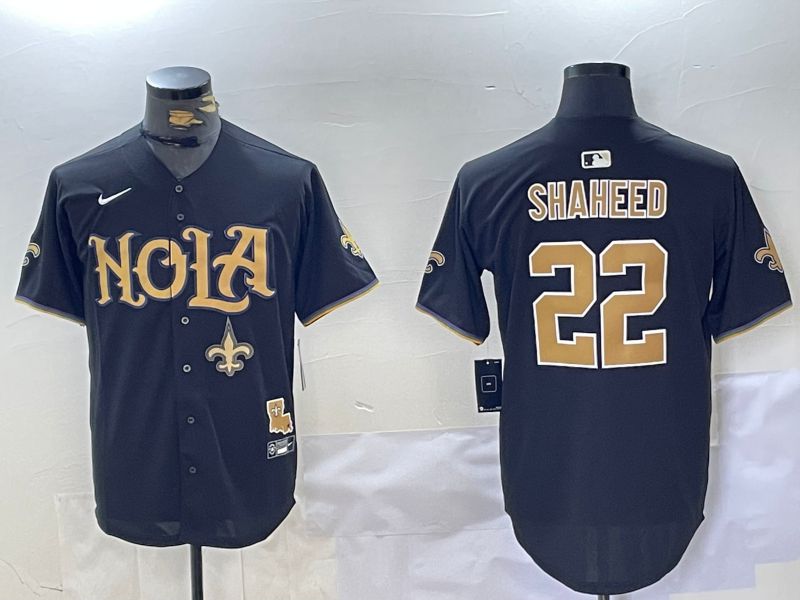 Men New Orleans Saints 22 Shaheed Black Joint Name 2024 Nike Limited NFL Jersey style 3